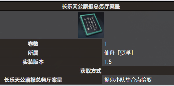 《星穹鐵道》長樂天公廨報(bào)總務(wù)廳案呈書籍收錄